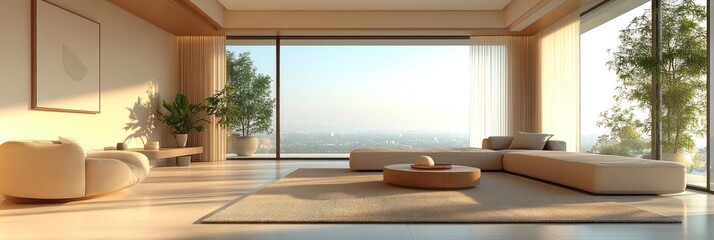 Modern Luxury Living Room. Elegant Interior with High-End Decor, Sophisticated Furniture, and Artistic Accents. Home Decor and Real Estate Concept.