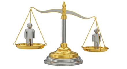 Isolated Balance Scale with People Figurines