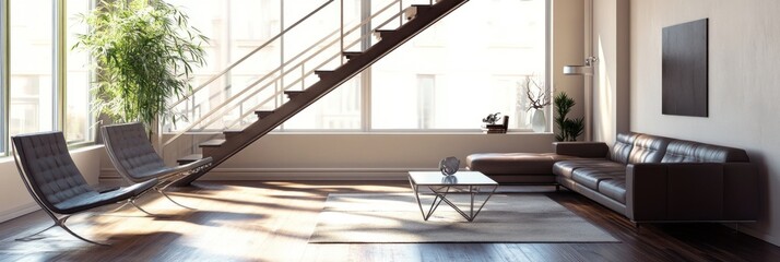 Fototapeta premium Modern Luxury Living Room. Elegant Interior with High-End Decor, Sophisticated Furniture, and Artistic Accents. Home Decor and Real Estate Concept.