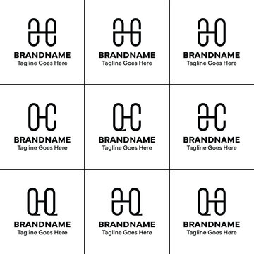 Letters ZHE ZHG ZHO OHC QHC ZHC QHQ ZHQ QHA Logo Set