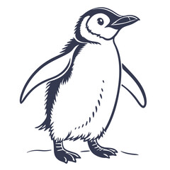 Obraz premium Penguin illustration standing with flippers raised on white background 