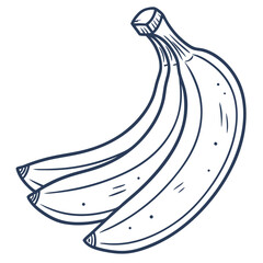 Three bananas in a line drawing style on a white background  