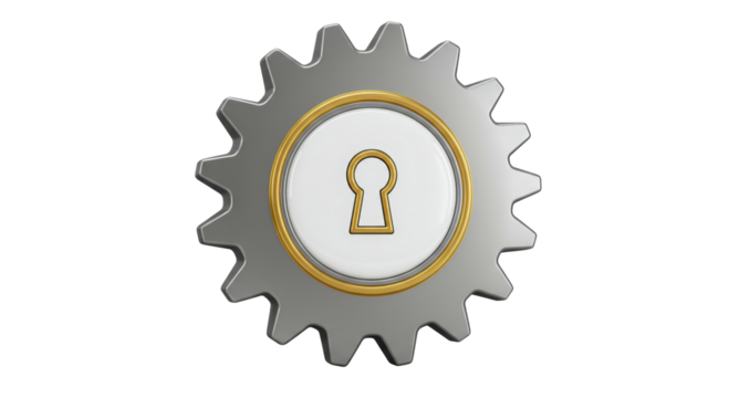 Isolated Gear with Keyhole, Symbolizing Security and Protection