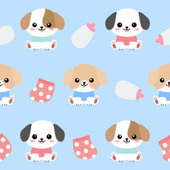 Seamless pattern background of puppy in a cute style.