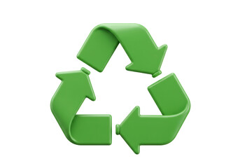 Obraz premium Isolated Green Recycling Symbol with Smooth 3D Rendering