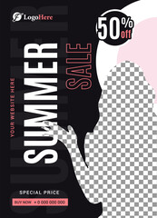 Summer sale discount flyer and social media advertisement template
