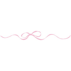 Minimal Pink Ribbon Divider with Bow – Coquette Style Vector Clipart