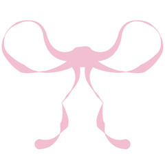 Elegant Coquette Pink Ribbon Bow Illustration – Hand-Drawn Pastel Vector Clipart
