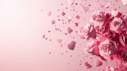 Pink Rose Bouquet with Hearts