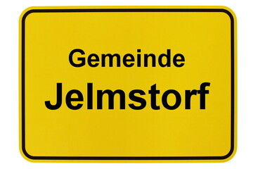 Illustration eines Ortsschildes der Gemeinde Jelmstorf in Niedersachsen