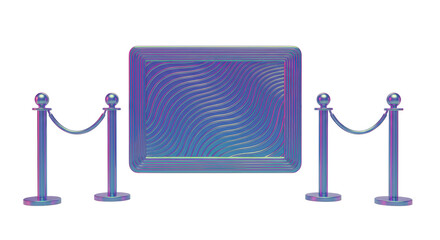 Isolated Art Gallery Frame with Barrier Ropes for Exhibition and Display