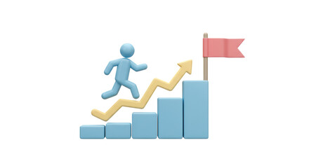 Isolated Person Climbing Up Growth Bars