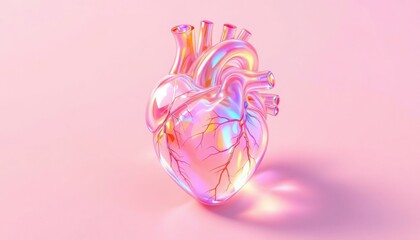 3D Holographic Heart in Vibrant Pastel Pink