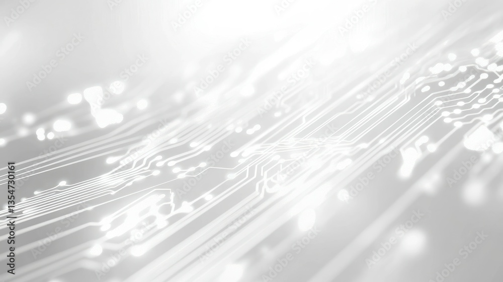 Fototapete a white design featuring circuit lines in an intricate pattern, with empty space for mockup or brand