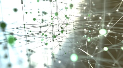 Abstract Network Connection with Green Nodes and Lines Background Design