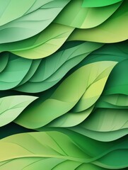 Obraz premium Fresh eco-friendly background featuring tropical leaves with layered textures and smooth shadows in vibrant green tones for an organic aesthetic