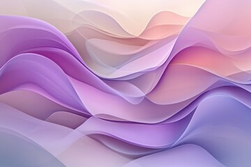 A tranquil and dreamy abstract design of smooth waves in pastel purple and pink gradients with soft textures and ethereal undulations creating a soothing futuristic landscape
