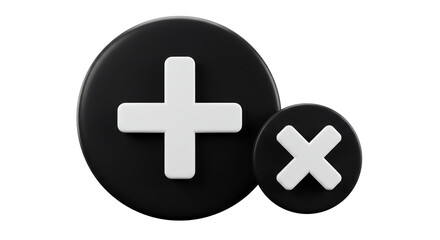 Obraz premium Isolated Black Plus and Minus Signs