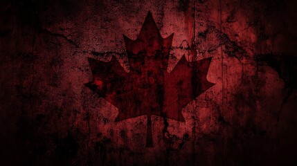 Grunge Canadian flag on dark textured background.