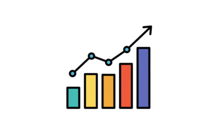 Isolated Colorful Business Graph with Upward Trend Line