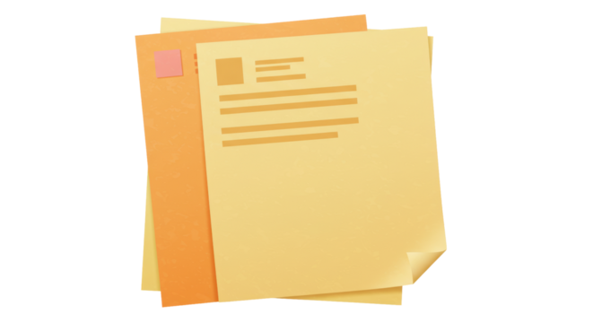 Isolated Stack of Yellow Sticky Notes with Pink Note