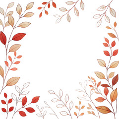 秋色リーフのミニマルフレーム｜Minimal Autumn Leaf Frame