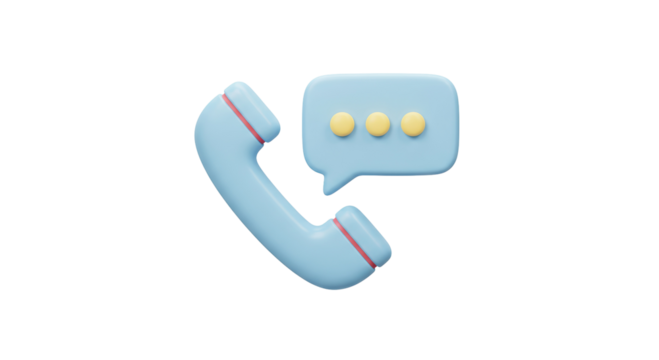 Isolated Light Blue Telephone Handset with Speech Bubble