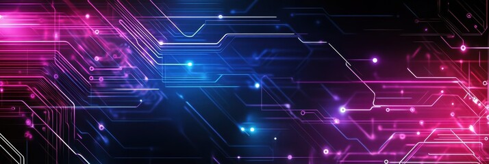 Futuristic technology background featuring vibrant circuit lines and glowing elements