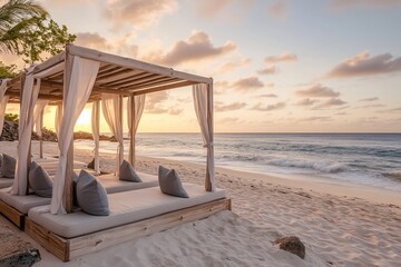 Beach Sunset Cabana Relaxation