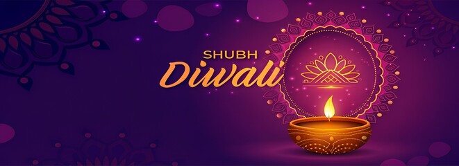 Shubh Diwali Festive Indian Diya Mandala Lights