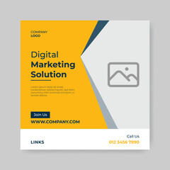 Digital marketing social media post template. Banner for digital business marketing on social media Facebook Instagram. Marketing solution post web.