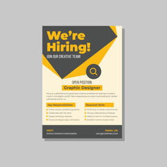 Creative job poster Template. Job hiring poster, flyer, or post. We are hiring leaflet or brochure. Recruitment advertising template. Recruitment Poster Design