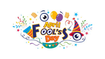 Fototapeta premium April Fool s Day Festive Design Party Fun Jokes Celebration Balloons Confetti Pranks Holiday