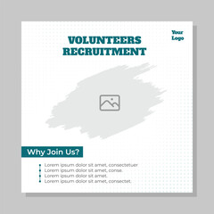 Volunteer recruitment social media post template design. Usable for social media post, banner, card, and website.
