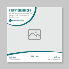 Volunteer recruitment social media post template design. Usable for social media post, banner, card, and website.