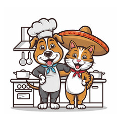 Naklejka premium dog and cat cartoon