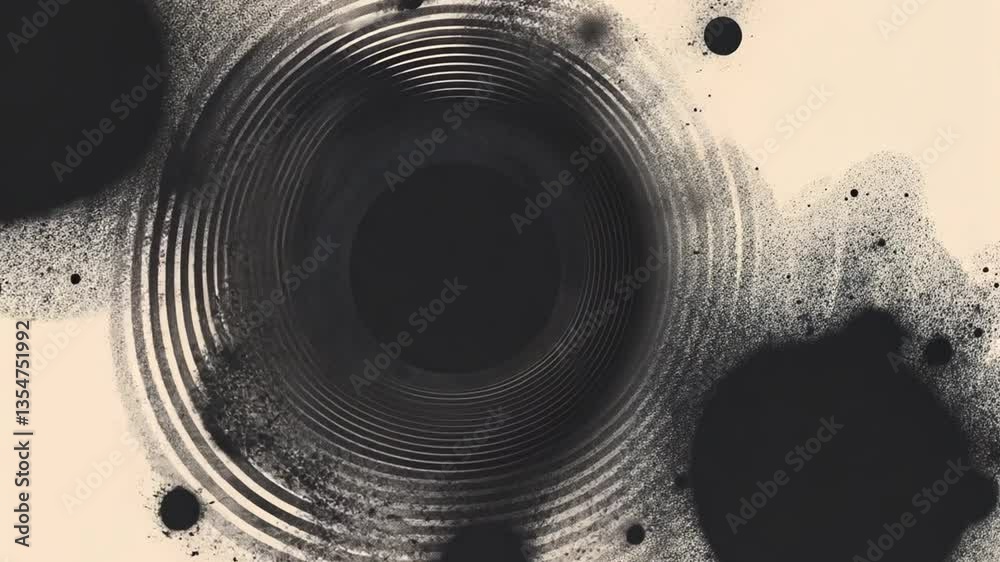 Poster radial pattern of halftone dots with concentric gradient background generative ai
