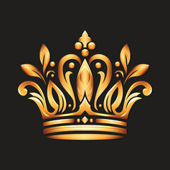 Gold Crown Flat Vector Illustration Isolated.