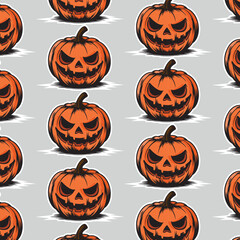 Collection of carved pumpkins with various scary and funny expressions, perfect for Halloween themes. Vector cartoon illustration
