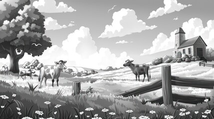 landscape with trees and fence