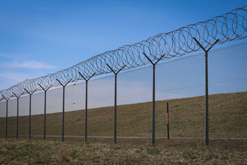Barbed wire fence around the airport