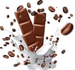 Realistic coffee chocolate piece with Almond, Mesh gradient is used stock illustration
