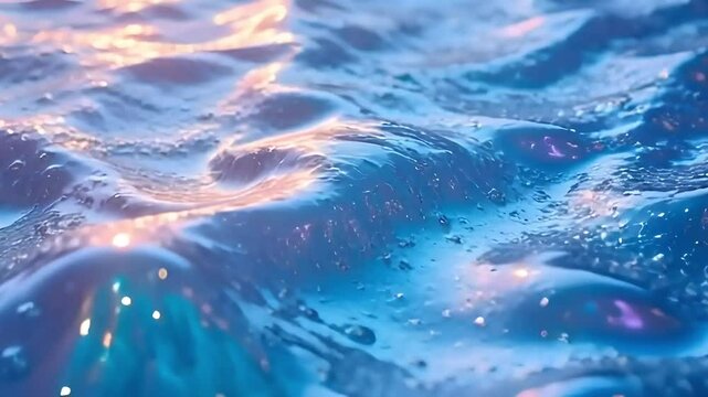 A shimmering liquid with iridescent hues moves and morphs in an endless loop.

