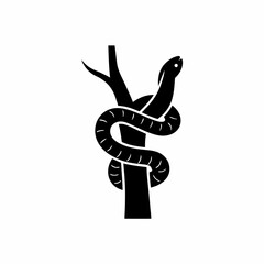 creative details snake Wrapped Around a Tree Branch Icon vector illustration