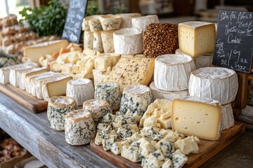 Homemade cheeses displayed at farmers market showcasing local flavors and artisanal craftsmanship