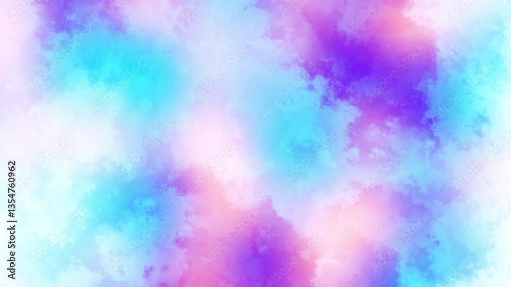 Poster Seamless abstract psychedelic wavy background for loop playback. 4k video. Cloudy nebula background. Natural retro colors.