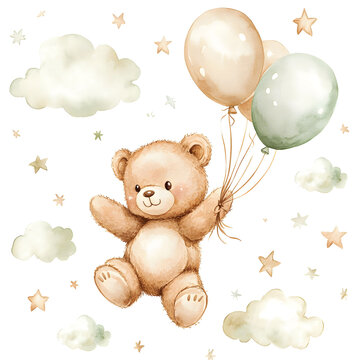 Naklejki teddy bear with balloons