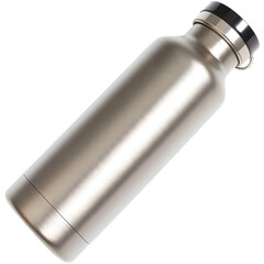A metallic water bottle. png isolated background. transparent background