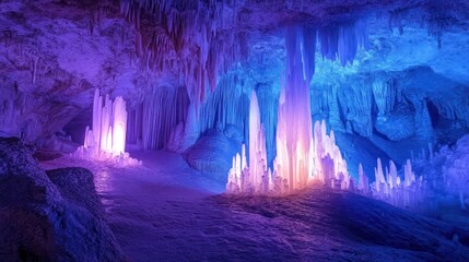 Cave Interior Purple Blue Light