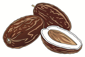 14 Macro photograph, single ripe date fruit, rich brown color, glossy skin, elongated shape, soft wrinkles, natural texture, white background, studio lighting, high detail, food photography, 8K resolu